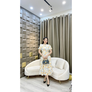 Váy tơ hoa tkcc che dấu bụng - v29
