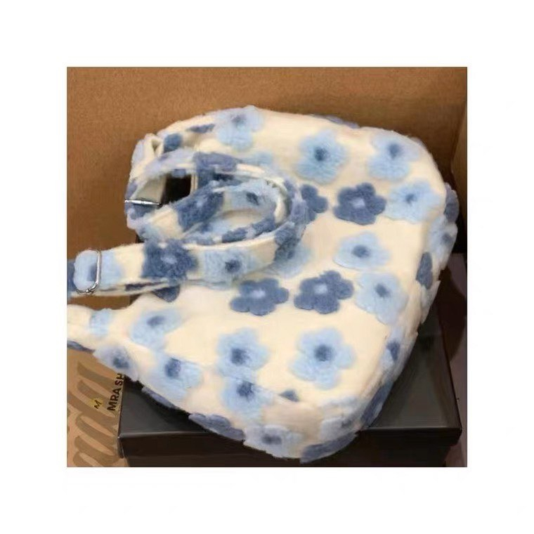 HÌNH THẬT Túi xách nữ tote đeo chéo đeo vai chất lông họa tiết thêu hoa nổi dễ thương phong cách đáng yêu hàn quốc