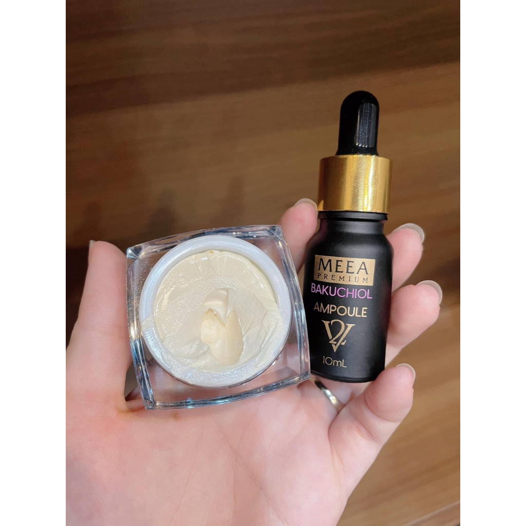 Combo Dưỡng Trắng Da Mặt Kem Face Collagen DNA Cá Hồi & Tinh Chất Serum AMPOULE BAKUCHIPL Meea