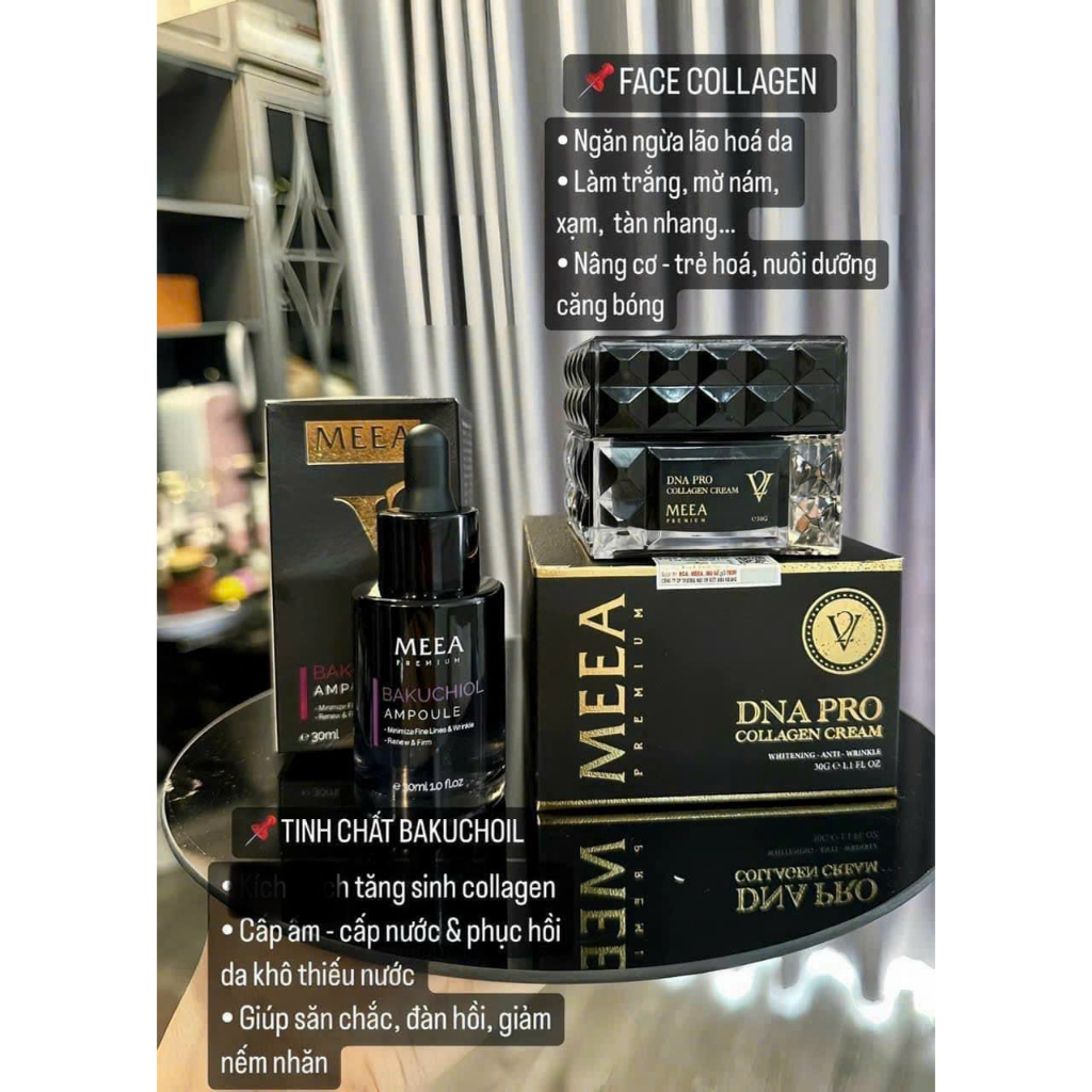 Combo Dưỡng Trắng Da Mặt Kem Face Collagen DNA Cá Hồi & Tinh Chất Serum AMPOULE BAKUCHIPL Meea