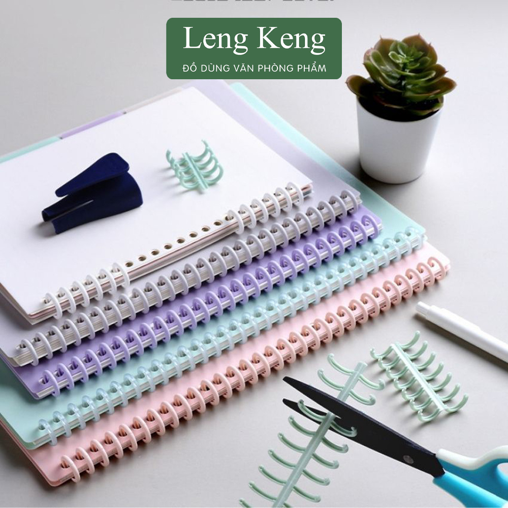 Thanh còng nhựa cao cấp Leng Keng và bìa đục lỗ sổ planner (bán rời)