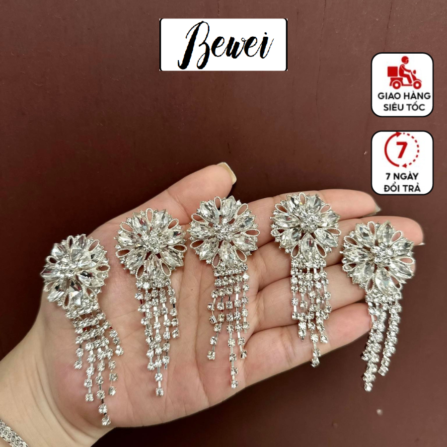 Ghim cài áo hình nơ đính đá nhân tạo thời trang cho nữ