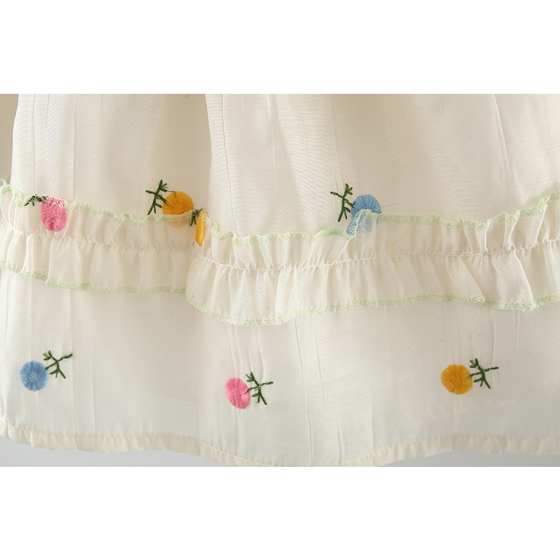 Đầm Công Chúa Bé Gái Mùa Hè Tay Cánh Tiên Dây Đang Sau Lưng, Chất Tơ Có Lót Trong