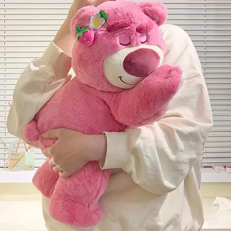 Chuẩn màu, chuẩn kích thước Gấu Dâu Bông Lotso Dâu Huggin Bear Lông Xù Nằm Dễ Thương Mềm Mịn Cao Cấp