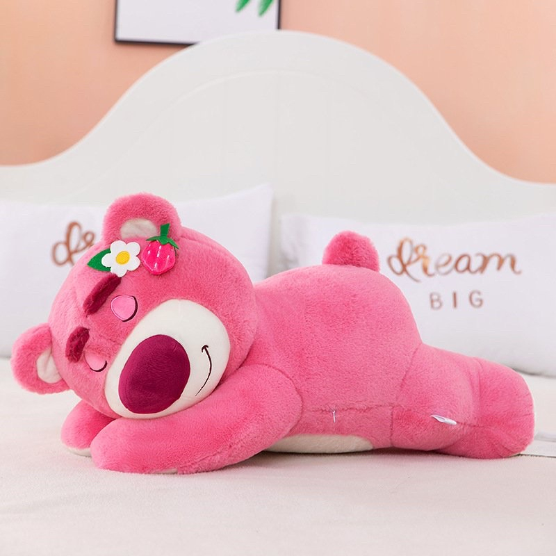 Chuẩn màu, chuẩn kích thước Gấu Dâu Bông Lotso Dâu Huggin Bear Lông Xù Nằm Dễ Thương Mềm Mịn Cao Cấp
