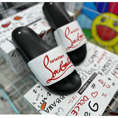 Dép Louboutin LC In Chữ Siêu Chất Dép Lê Quai Ngang Nam Louboutin Hottrend**