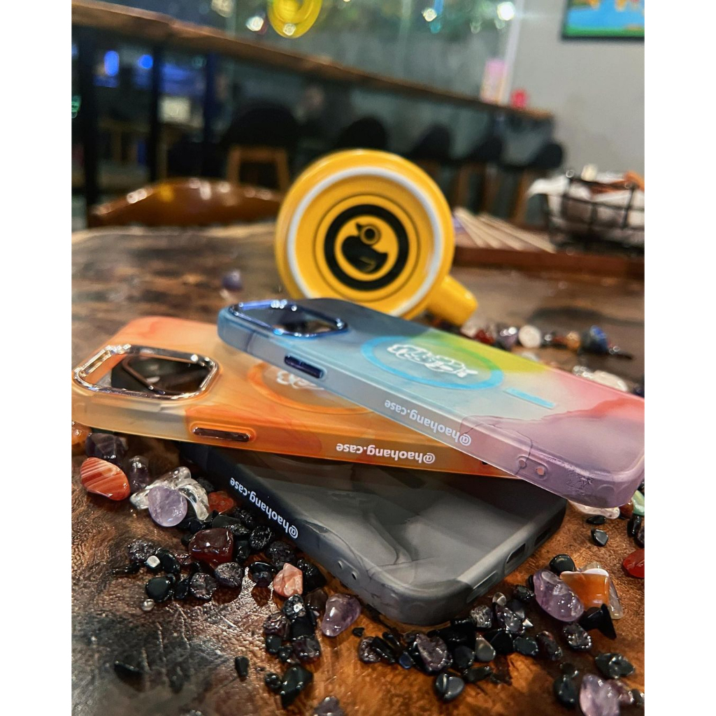 Ốp lưng điện thoại iphone màu tie dye - logo Hảo Hạng