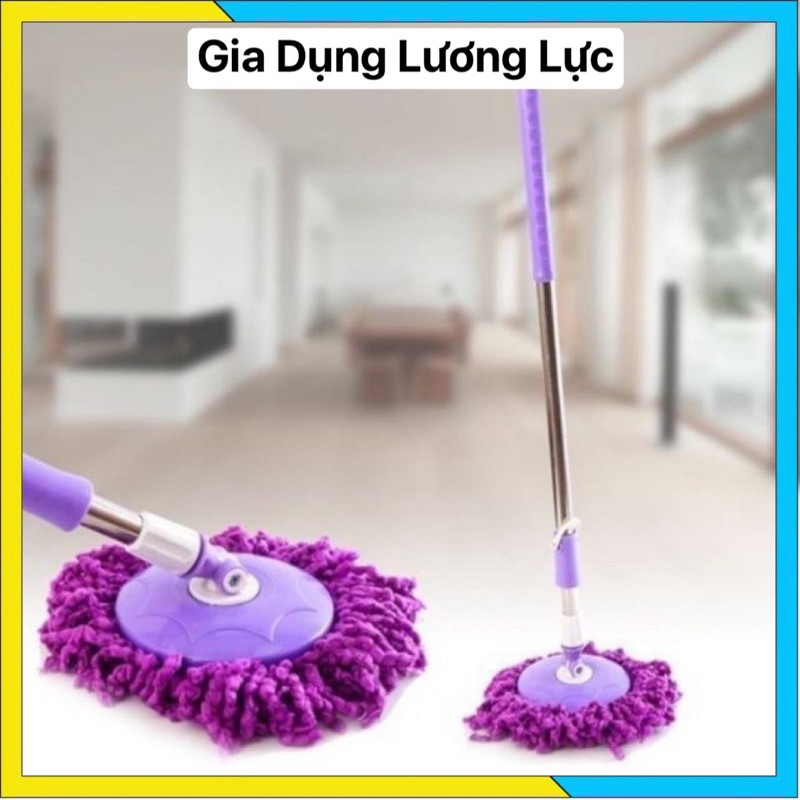 Cây chổi lau nhà 360 độ tự vắt nhựa chống gãy cán inox trợ lực thông minh thấm nước tốt