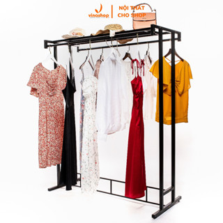 [ Kho xào kệ shop ] Sào, kệ đôi treo đồ quần áo giữa shop. Giá treo váy, đầm 2 bên. VNS-027