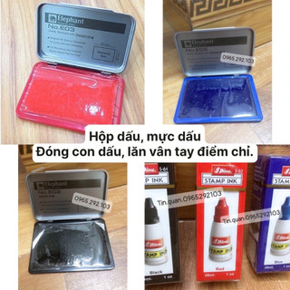 (sẵn mực) Khay Hộp Mực Dấu dùng để Lăn Vân Tay, Điểm Chỉ, công chứng, đóng dập con dấu Chính Hãng Xanh Đỏ Đen