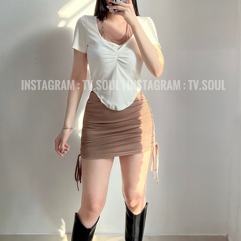 Set áo kèm chân váy dây rút
