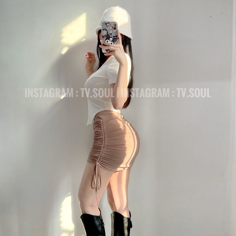 Set áo kèm chân váy dây rút