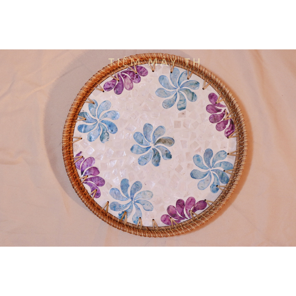 Khay mây khảm trai D30cm, D35cm TIỆM MÂY TH