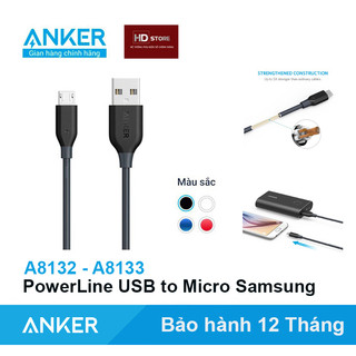 Dây sạc ANKER PowerLine USB to Micro sạc nhanh Samsung - A8132 Dài 0.9 Mét A8133 Dài 1.8 Mét Quick Charge Androi