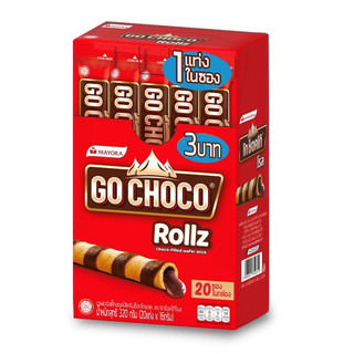 Bánh ống quế kem socola Go Choco Rollz - hộp 24 thanh 320g