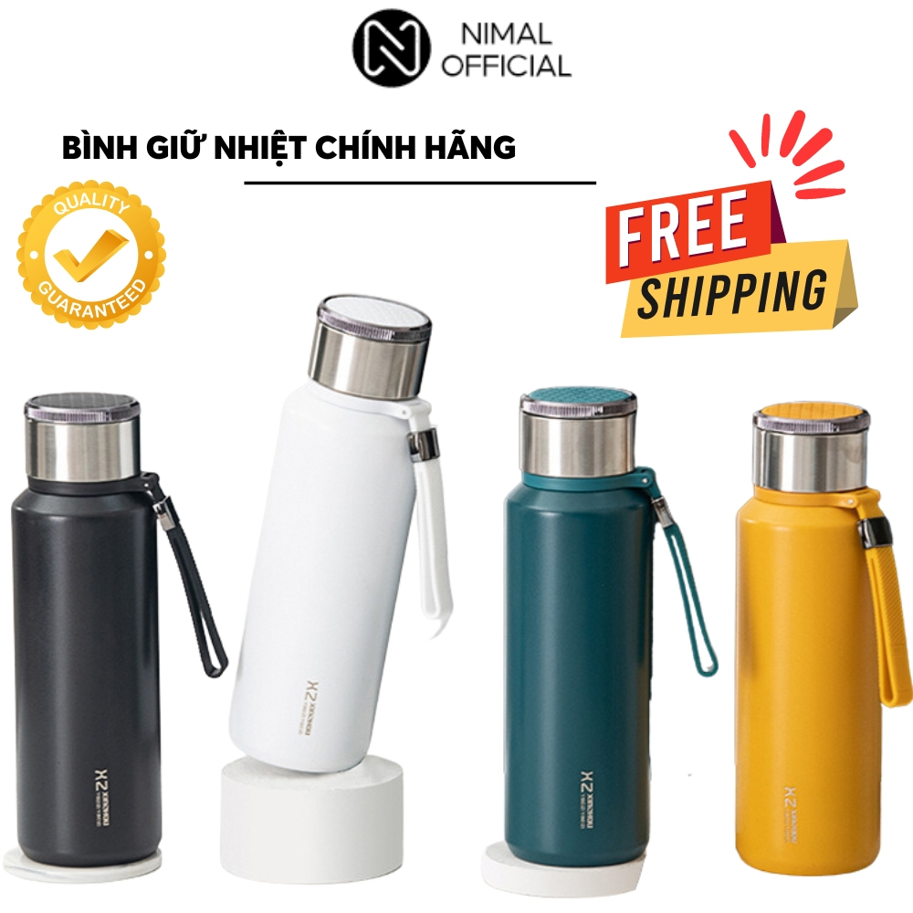 Bình nước giữ nhiệt Nimal dung tích 1L vỏ nhám có đầu lọc pha trà giữ nóng, lạnh