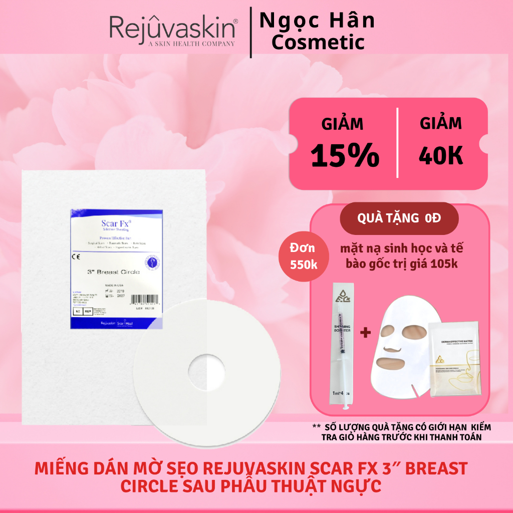 Miếng dán mờ sẹo Rejuvaskin Scar FX 3″ Breast Circle sau phẫu thuật - ngochan cosmetics