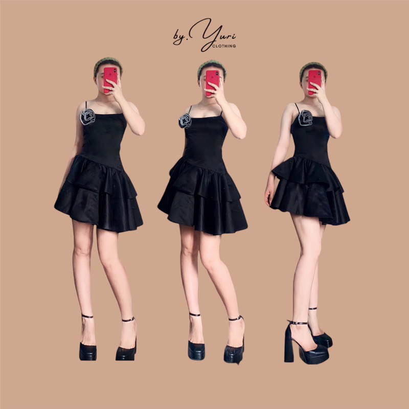 Váy 2 dây tafta vạt xéo CÓ MÚT #03