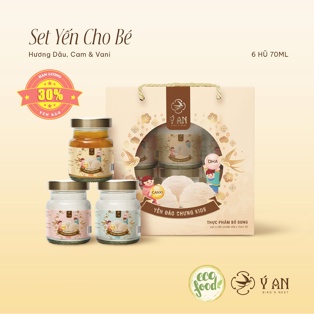 Lọ Yến Sào Khánh Hòa Ý An Cho Trẻ Em,Hũ 70ml Với Hàm Lượng Yến Lên Đến 30%,Bổ Sung DHA,Canxi Cho Trẻ
