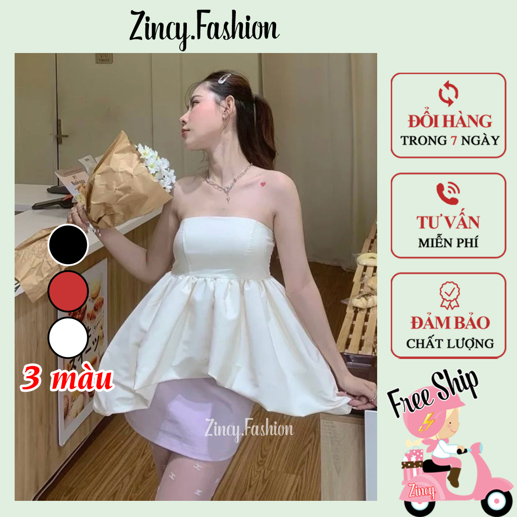 Áo xòe bồng cúp ngực có đệm, áo babaydoll ôm ngực dáng xòe Zincy ACUX001