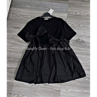 Váy babydoll buộc nơ phối thô
