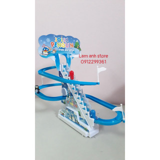 Đồ chơi chim cánh cụt leo cầu thang Lam Anh Store, đồ chơi chim cánh cụt leo cầu thang trượt tuyết có nhạc PIN sẵn