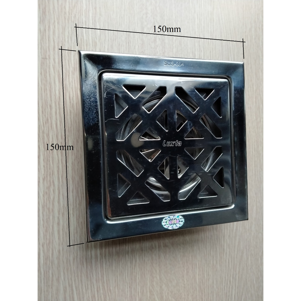 Hố Ga Inox 15x15cm Phi 60mm L702B Luxta Inox304 Phểu Thoát Sàn Chống Hôi