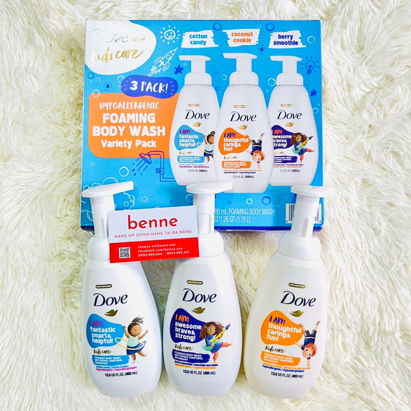 Sữa tắm tạo bọt dành cho bé Dove Foaming Body Wash For Kids 400ml của Mỹ