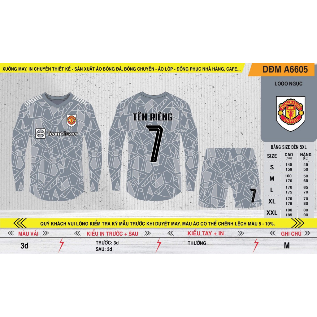 Bộ quần Áo Thủ Môn CLB vải Fed Thái cao cấp, thoáng mát thấm hút mồ hôi tốt