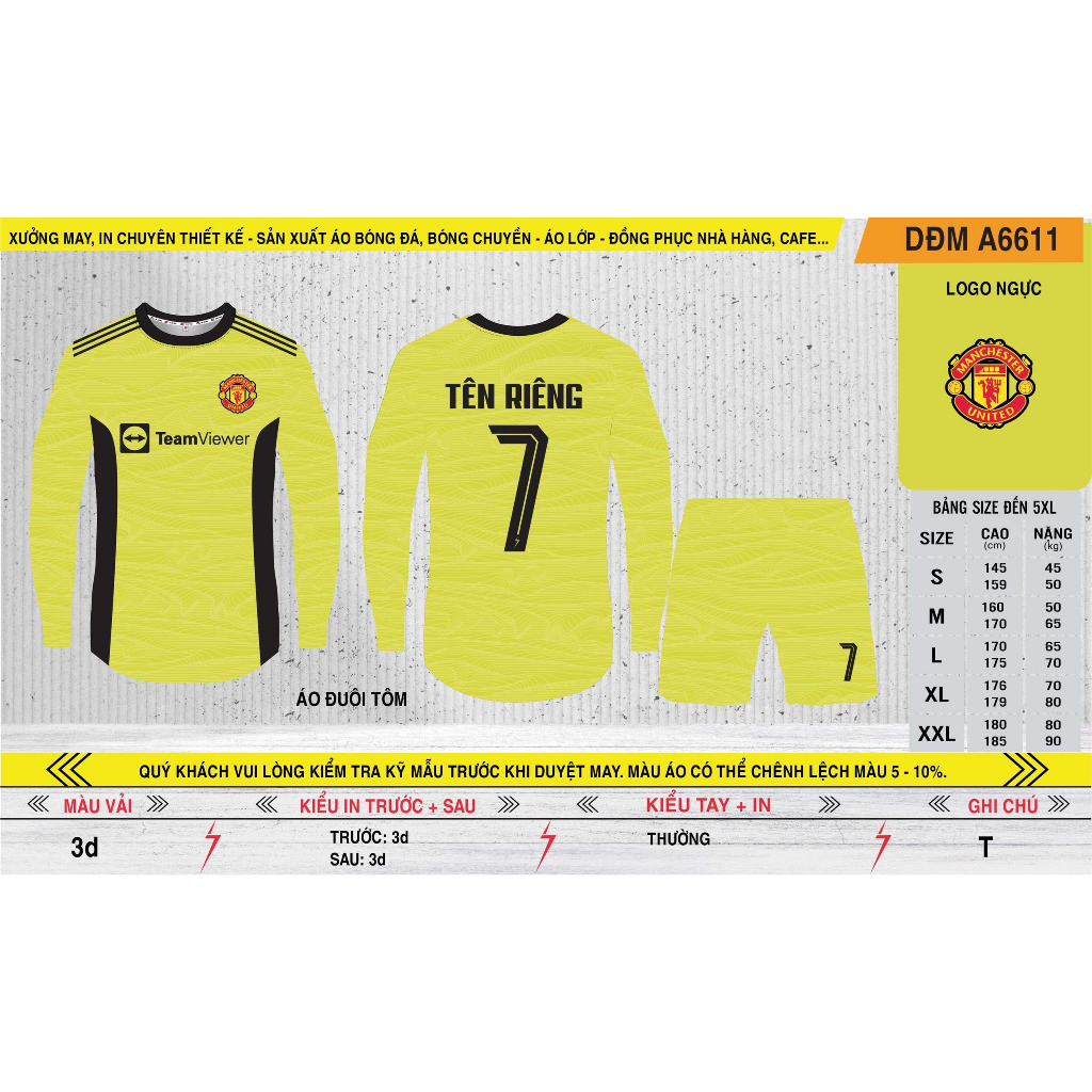 Bộ quần Áo Thủ Môn CLB vải Fed Thái cao cấp, thoáng mát thấm hút mồ hôi tốt