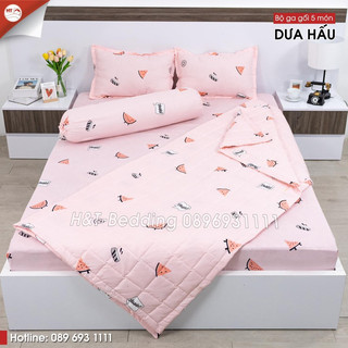 Chăn ga gối nệm hè & phao- màu dưa hấu 🍉🍉🍉