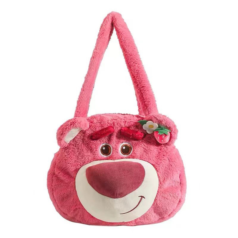 Túi Đeo Vai Gấu Dâu Tây Lotso Cỡ Lớn Siêu Dễ Thương , Giỏ Xách Cute, Lông Siêu Mịn Màu Hồng Pink