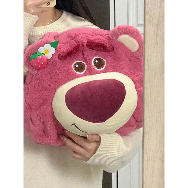 Túi Đeo Vai Gấu Dâu Tây Lotso Cỡ Lớn Siêu Dễ Thương , Giỏ Xách Cute, Lông Siêu Mịn Màu Hồng Pink