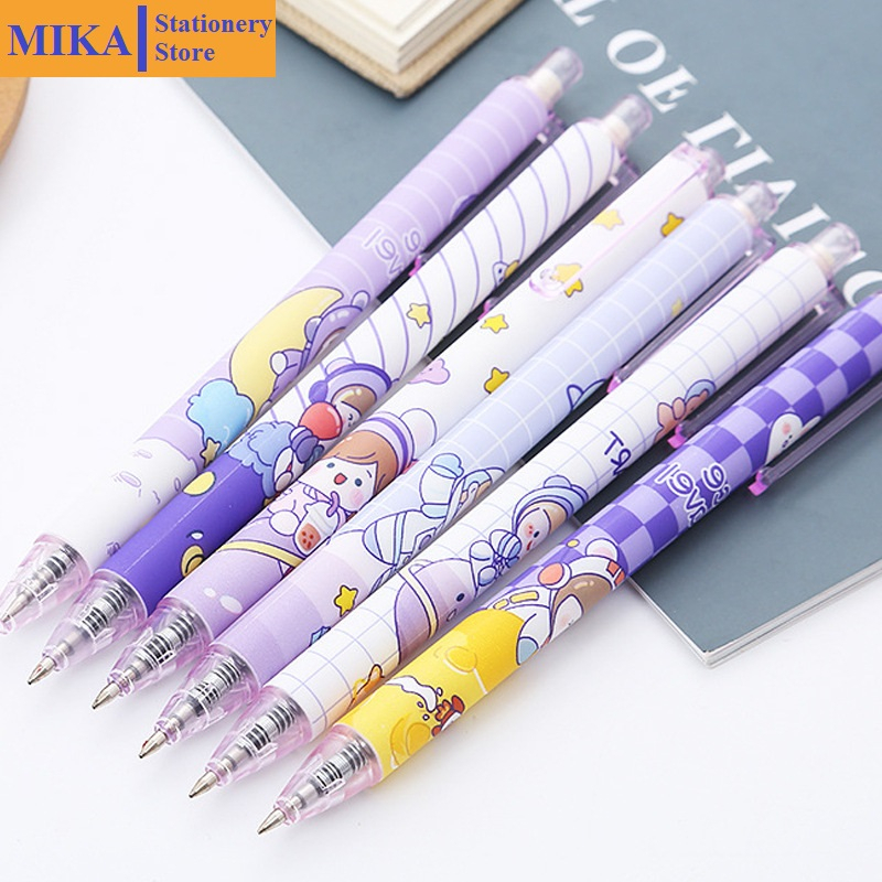 Bộ 6 Bút bi mực gel nhiều màu ngòi 0.5mm MIKA bút phim hoạt hình dễ thương dụng cụ văn phòng phẩm B15