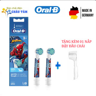 Vỉ 2 đầu thay bàn chải điện Oral-B cho bé trai + Tặng kèm nắp bảo vệ đầu bàn chải