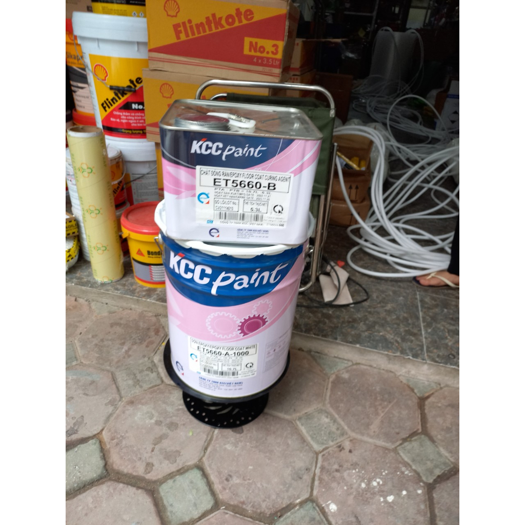 Bộ 16 lít Sơn KCC ET5660 A1000.Sơn Epoxy màu trắng, sơn trong nhà. Sơn nền nhà xưởng, nhà kho