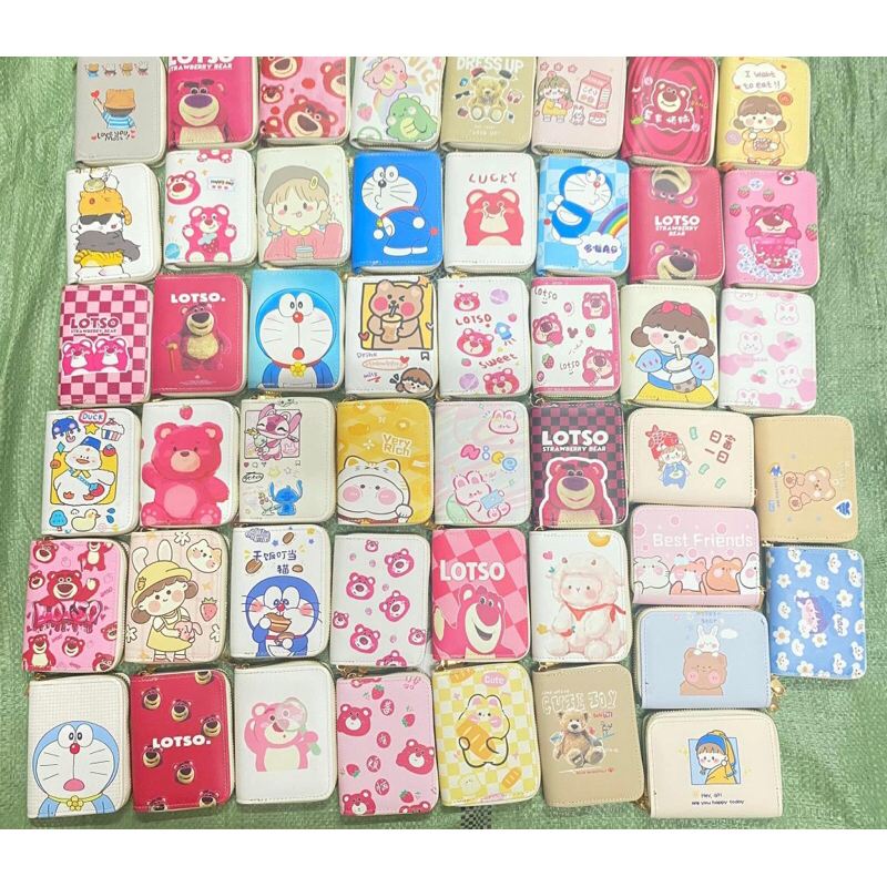 Ví Dáng Vuông Gấp Đôi Nhỏ Gọn Da Sần Hình Cute Ngộ Nghĩnh,ví gấu dâu sll 9,x