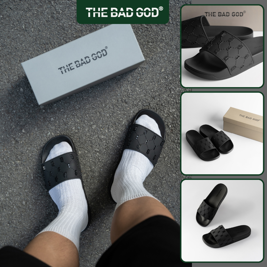 Dép quai ngang slipper The Bad God Tartaros đen fullbox X03 Black