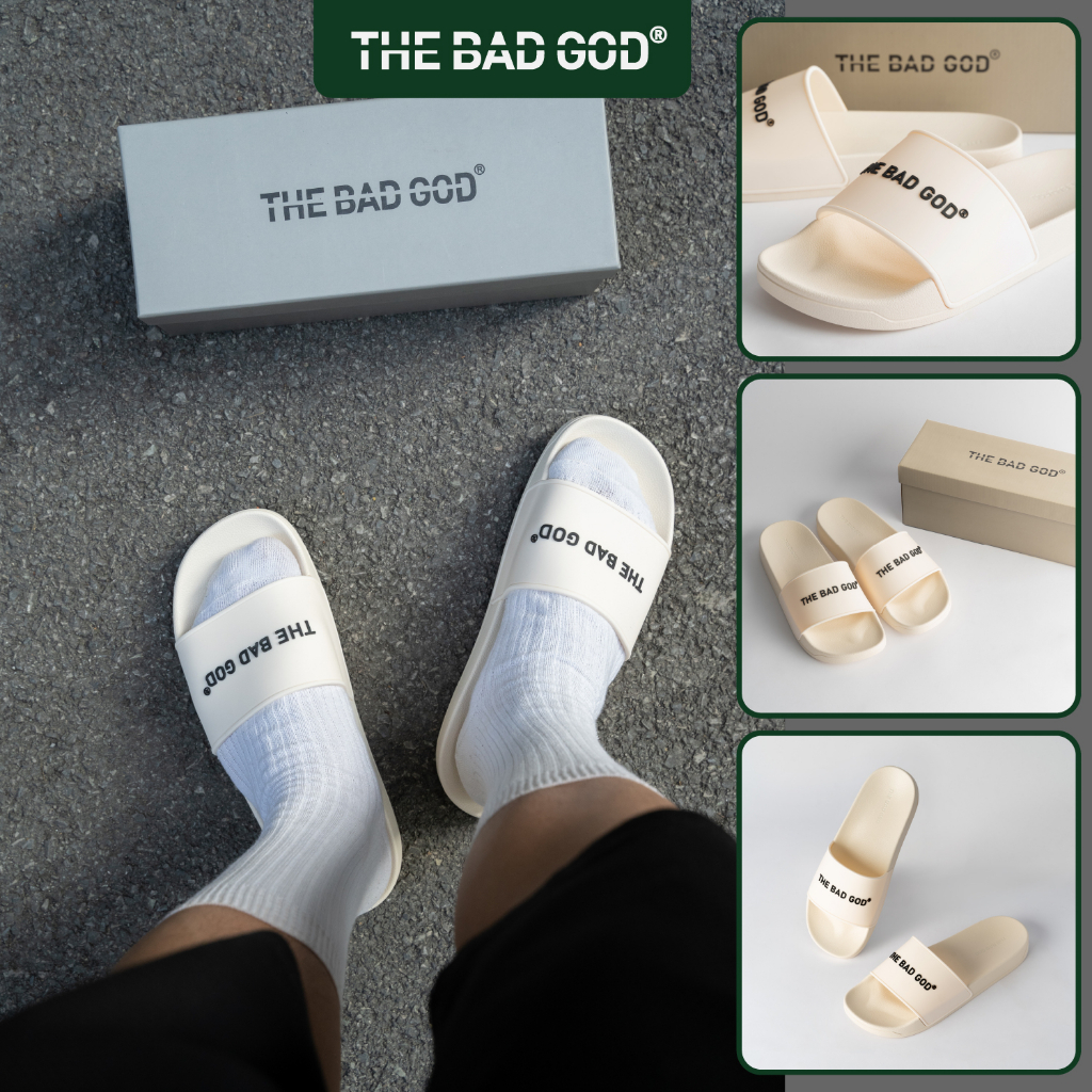 Dép quai ngang slipper The Bad God Basic fullbox be chữ đen X01