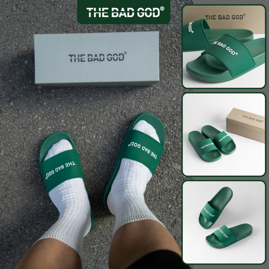 Dép quai ngang slipper The Bad God Basic xanh cổ vịt fullbox X01 Green