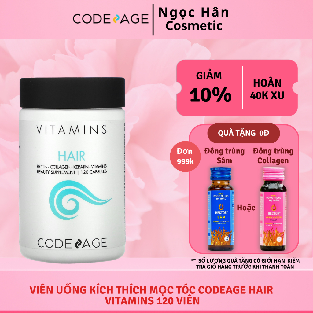 Viên uống kích thích mọc tóc CodeAge Hair Vitamins 120 viên - Ngochan Cosmetic