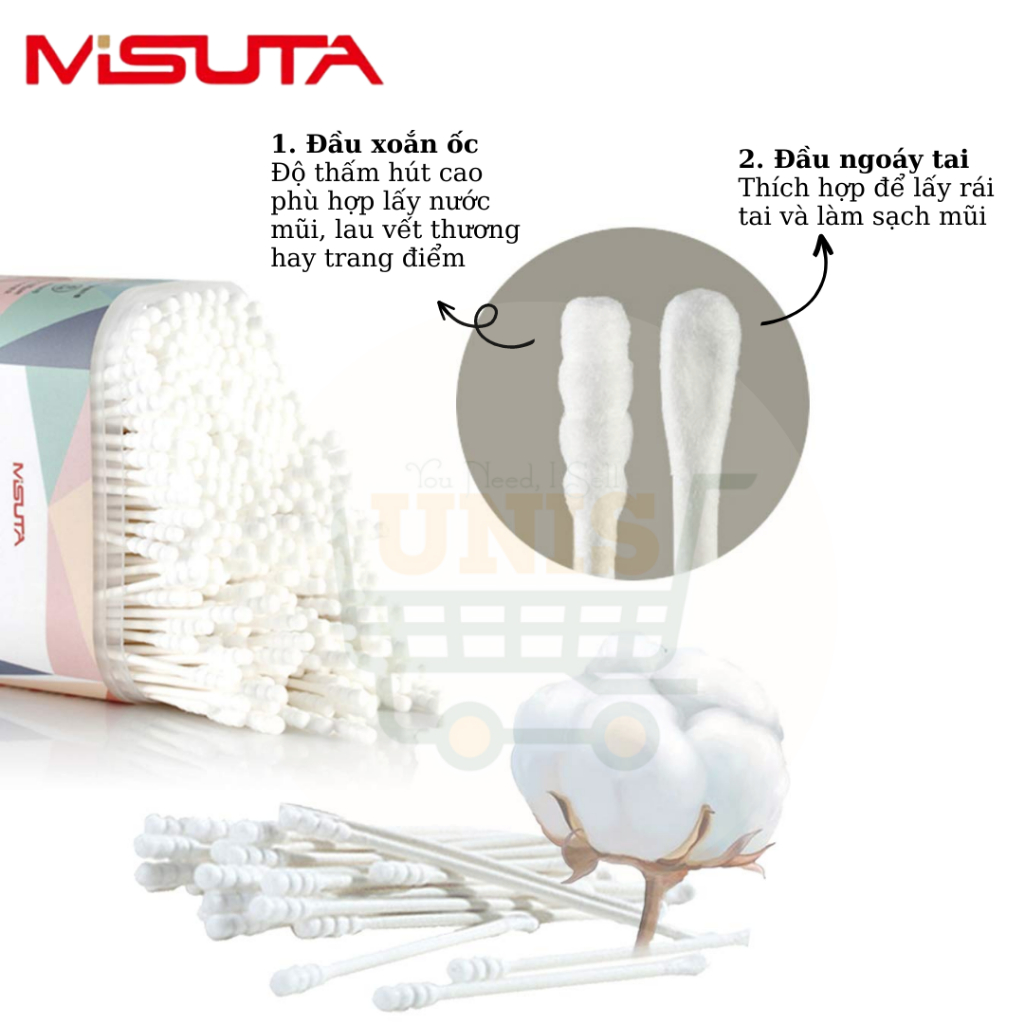 Tăm Bông V-COOOL/MISUTA cao cấp cho bé hộp 200pcs