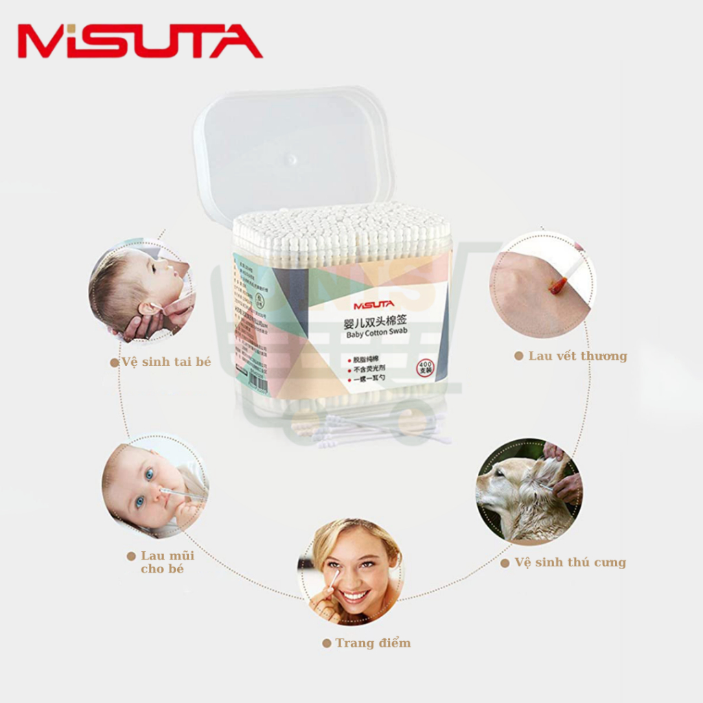 Tăm Bông V-COOOL/MISUTA cao cấp cho bé hộp 200pcs