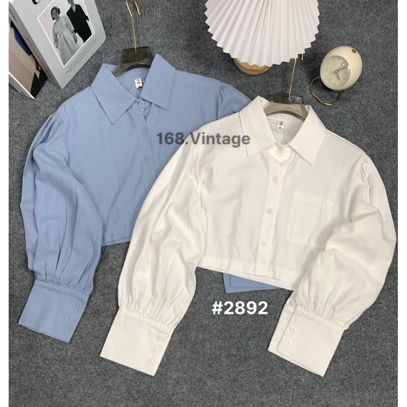 Áo sơmi croptop tay bồng 3 cúc - mã 2892