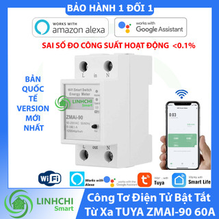 Công Tơ Điện Tử wifi Tuya 63A ZMAI 90  Đo Điện Bật Tắt Nguồn Từ Xa TUYA ZMAi-90 60A - Bản Quốc Tế