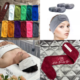 Băng đô quấn đầu spa, băng đô rửa mặt có dính nhám chắc chắn, bản to 8x65cm