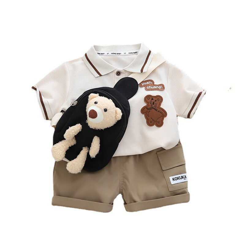 Sét Gấu hè kèm túi cao cấp - Áo POLO quần kaki xịn - Hàng Quảng Châu - Shubikids