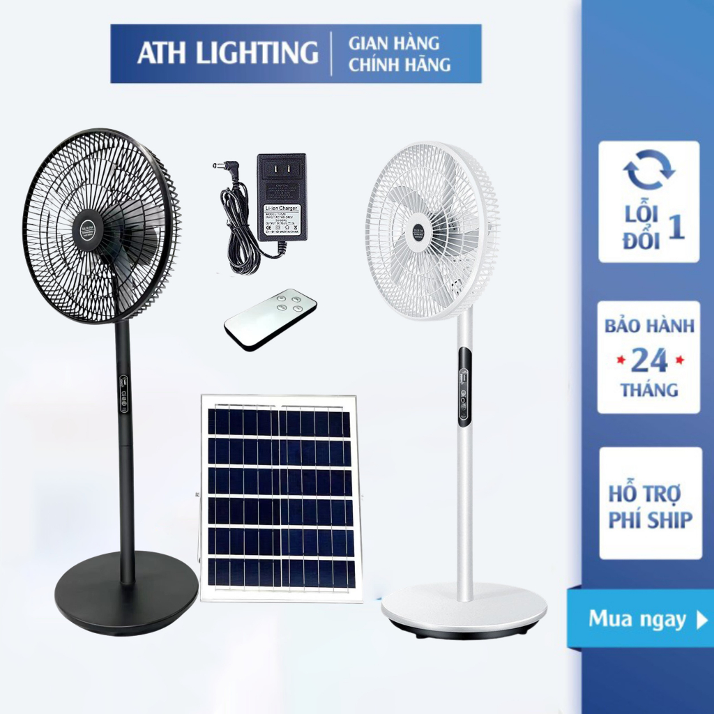 Quạt Năng Lượng Mặt Trời ATH LIGHTING Siêu Mát, Tiết Kiệm Điện, Loại Tích Điện Năng Lượng Mặt Trời Có Remote