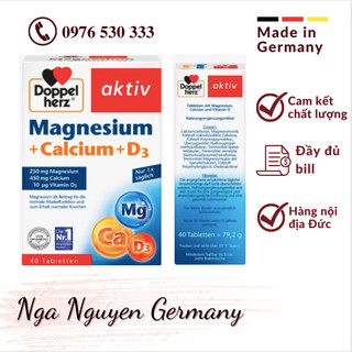 Viên uống bổ sung canxi, magie và d3 aktiv magnesium calcium d3, doppel herz đức 40 viên- đầy đủ bill