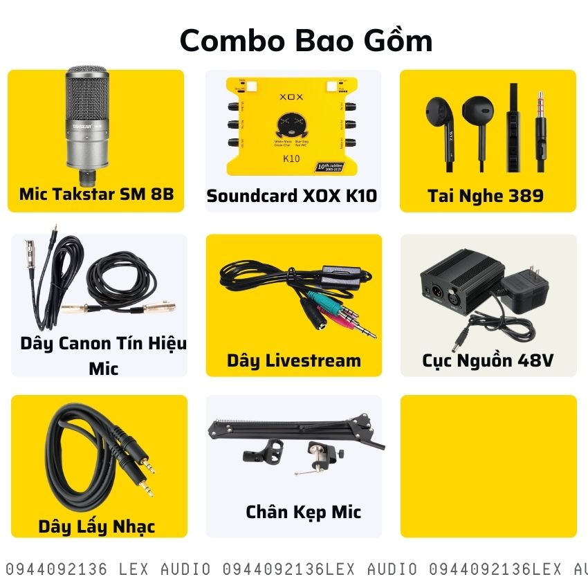 BỘ THU ÂM LIVESTREAM KARAOKE GIẢI TRÍ ONLINE TAKSTAR SM8B và SOUNDCARD K10 full phụ kiện
